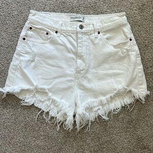 Abercrombie and Fitch Curve Love White Denim Shorts